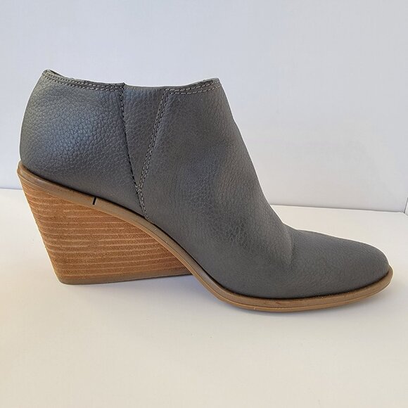 Dr. Scholl's Melody Faux Leather Gray Heeled Ankle Boots, Wedge Block Size 9.5 - Picture 9 of 13